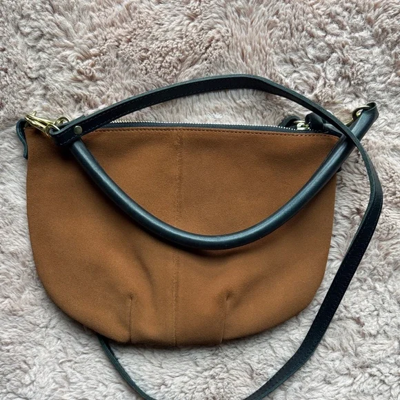 Clare V. Petit Moyen Messenger Bag Chestnut Suede - Picture 6 of 8